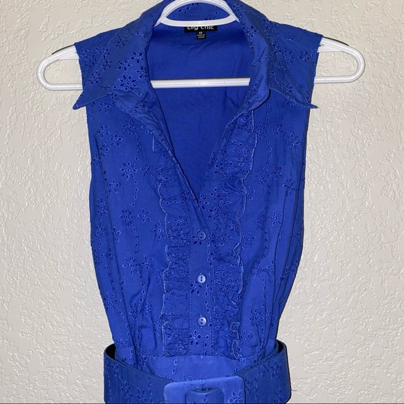 City Chic | Blue 1950's Fit & Flare Shirt Dress | Size XS 14/16 - Picture 8 of 11